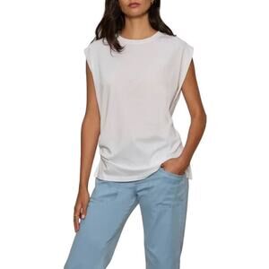 Industry Republic Ruched Shoulder Modal Tank Top White NWT